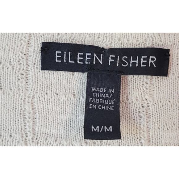 Eileen Fisher Beige Textured Sweater – Organic Linen/Cotton Blend – Wide Neck –M - Picture 4 of 8